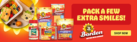 Back to School, Back to Borden! Make every lunchbox a little brighter and pack a few extra smiles with the cheesy goodness kids love and parents trust. shop now!